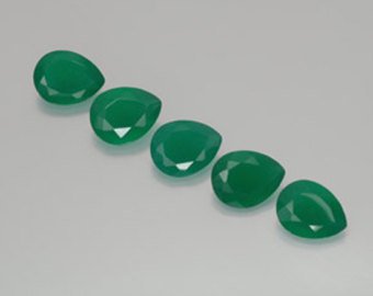 Certified Natural Green Onyx AAA Quality 8x6 mm Faceted Pears Shape 10 pc Lot Loose Gemstone