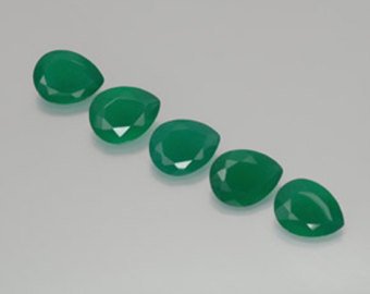 Certified Natural Green Onyx AAA Quality 10x8 mm Faceted Pears Shape 5 pc Lot Loose Gemstone