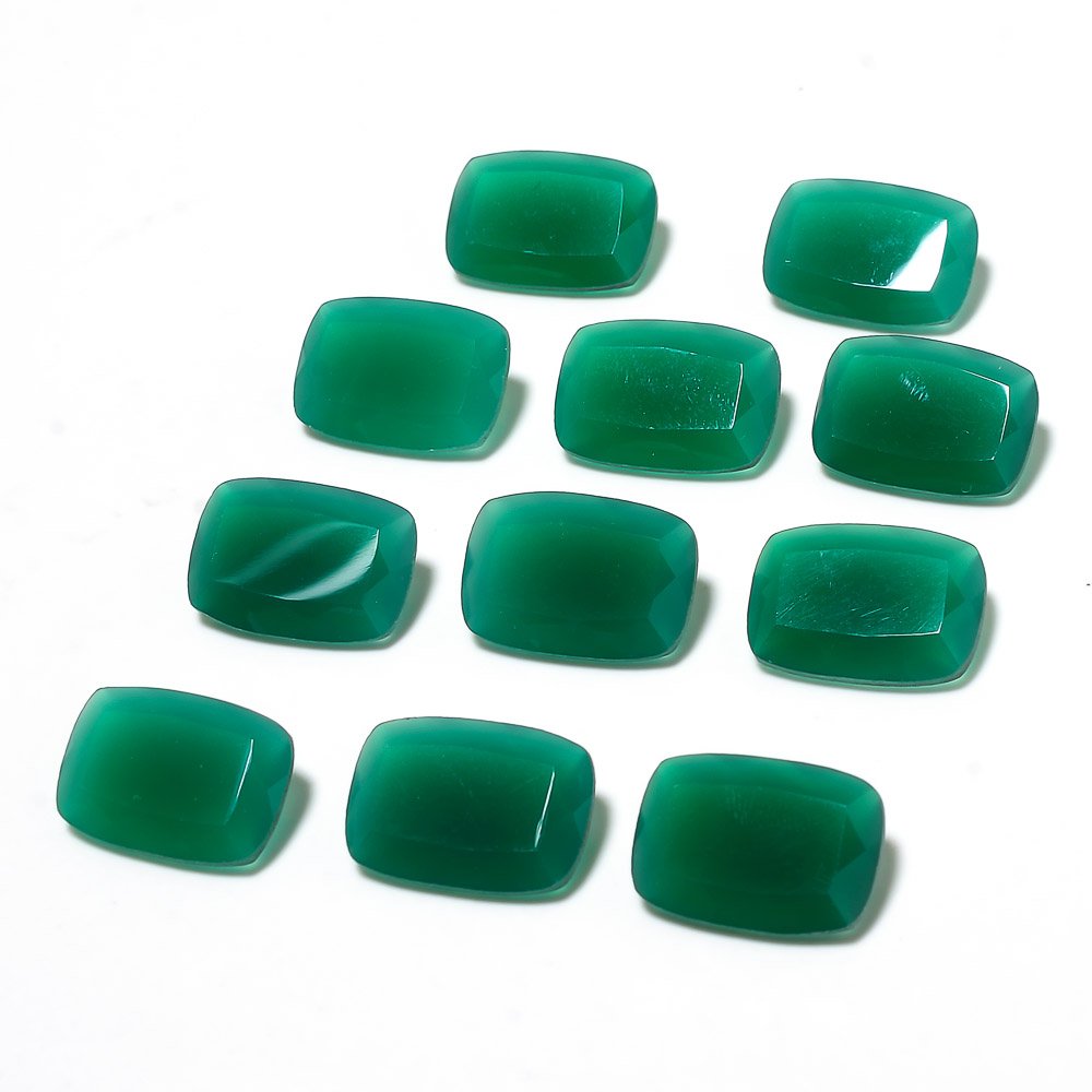 Certified Natural Green Onyx AAA Quality 8x6 mm Faceted Octagon Shape 25 pcs Lot Loose Gemstone