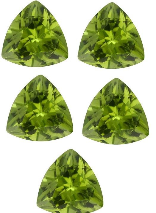Certified Natural Peridot AAA Quality 5 mm Faceted Trillion Shape 5 pcs Lot Loose Gemstone