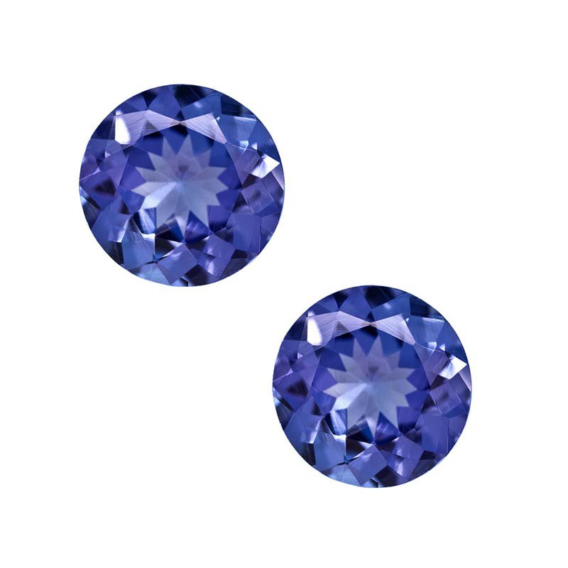 Certified Natural Tanzanite AAA Quality 7 mm Faceted Round 2 pcs Pair loose gemstone