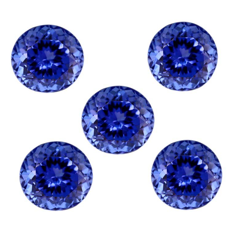 Certified Natural Tanzanite AAA Quality 7 mm Faceted Round 5 pcs lot loose gemstone