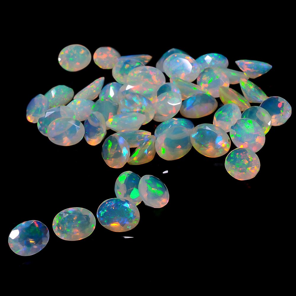 Certified Natural Ethiopian Opal AAA Quality 8x10 mm Faceted Oval Pair loose gemstone