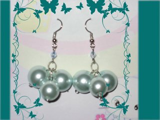Aqua pearl earrings