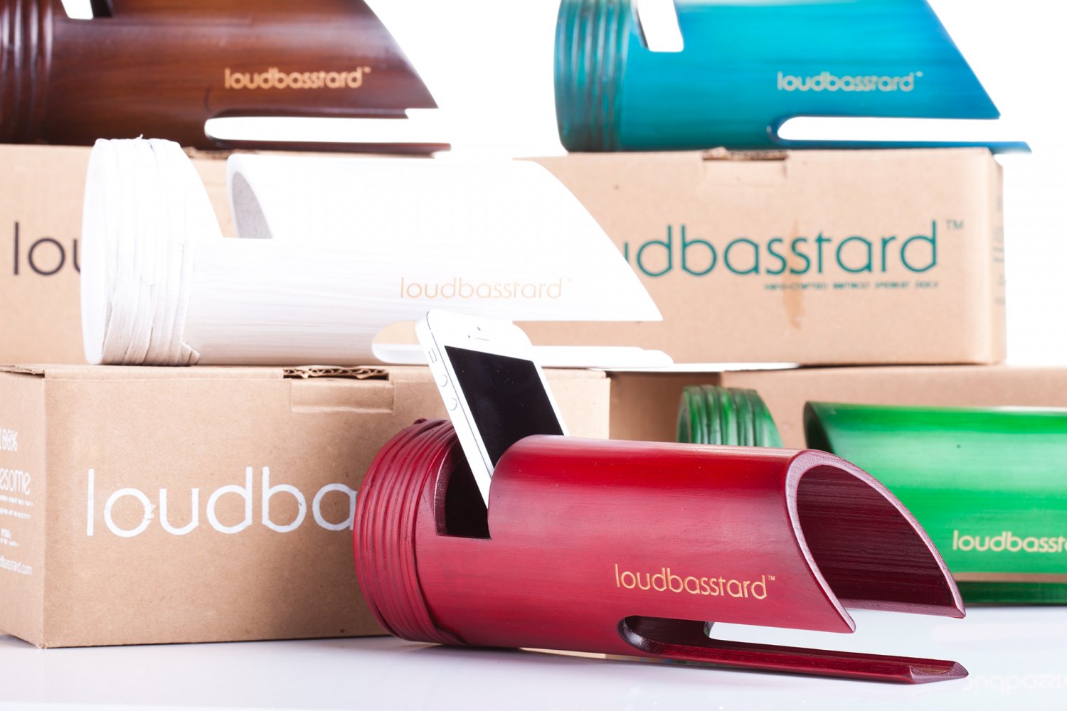 Loudbasstard (Crimson) Bamboo Speaker and Amplifier