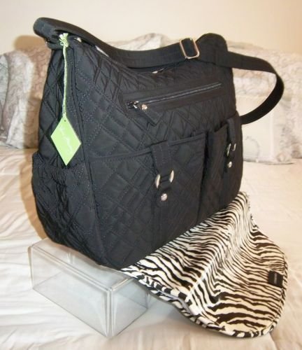 Vera Bradley Baby Bag black microfiber diaper weekender NWT Retired