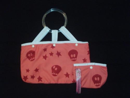 Unique hand bag with skulls and stars + wallet