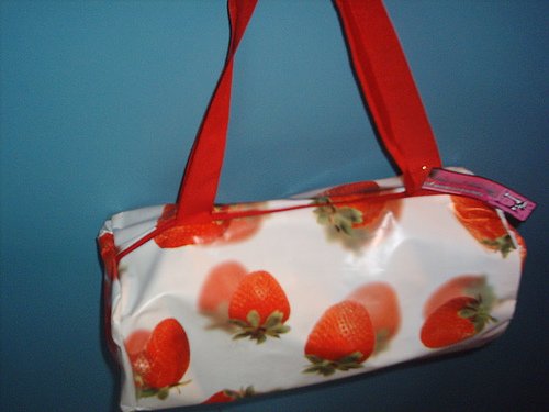 Big white bag with strawberries