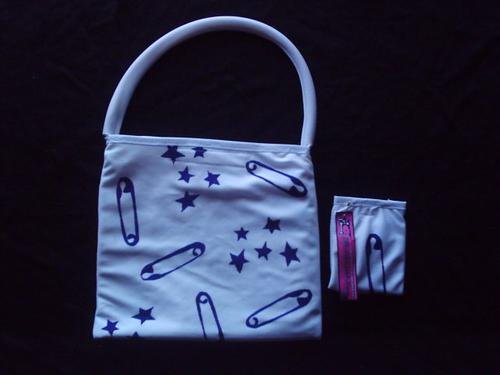 Handpainted white bag + purse