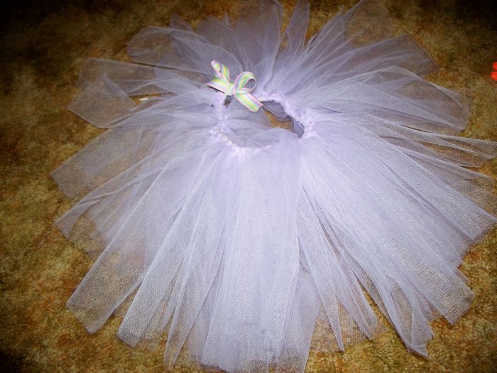 Light Purple with pastel rainbow ribbon
