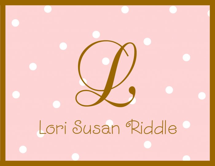 Personalized Pink & Bown Dot Note Cards