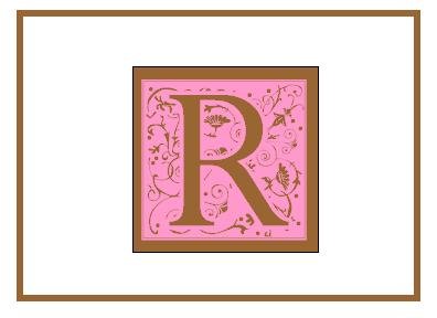 Personalized Pink & Bown Monogram Note Cards