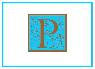 Personalized Blue & Bown Monogram Note Cards