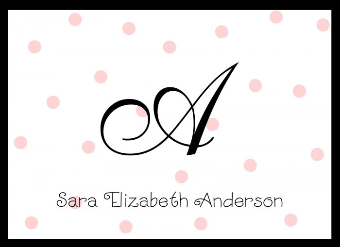 Personalized Pink Dot Note Cards