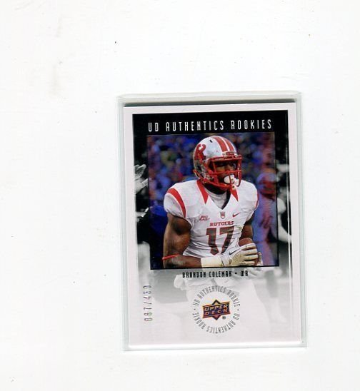 BRANDON COLEMAN 2014 UD Upper Deck RC **UD AUTHENTICS ROOKIES #'D /430** RUTGERS