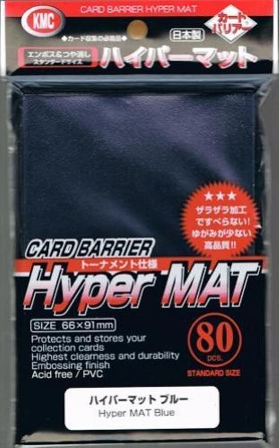 KMC HYPER MAT BLUE 80 Standard Size Card Barrier Sleeves Deck Protector Matte