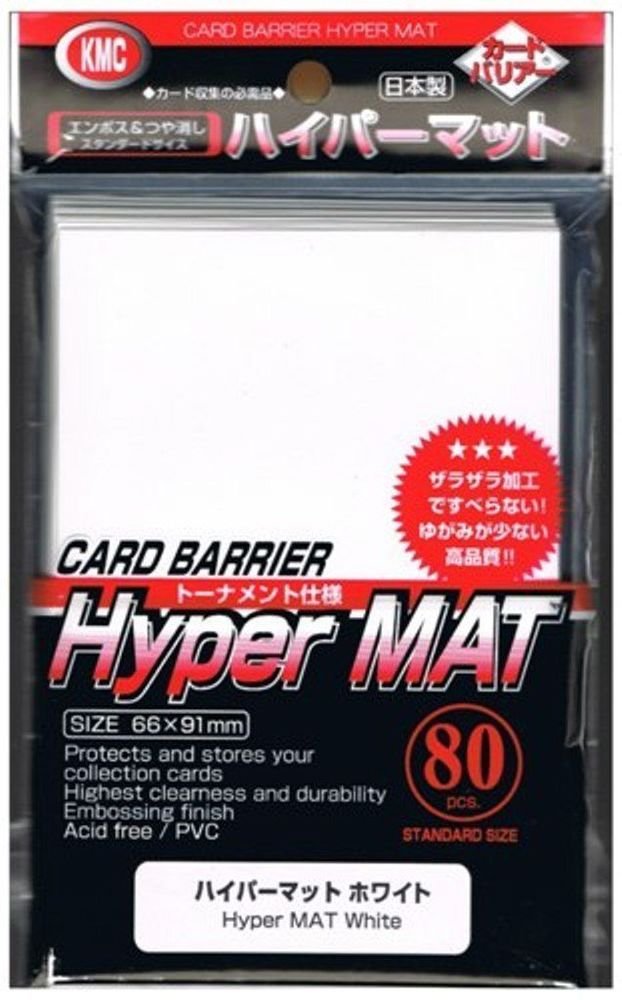 KMC HYPER MAT WHITE 80 Standard Size Card Barrier Sleeves Deck Protector Matte