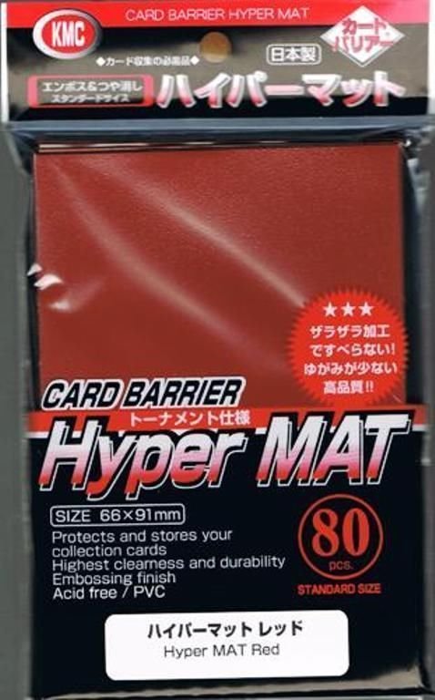 KMC HYPER MAT RED 80 Standard Size Card Barrier Sleeves Deck Protector Matte