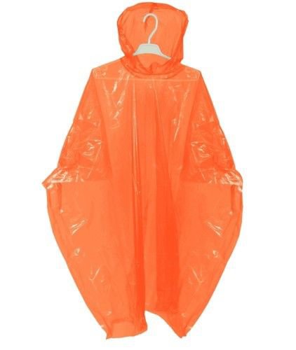 2 WATERPROOF PONCHOS CAPE MAC FESTIVALS ORANGE DISPOSABLE EMERGENCY RAINCOAT