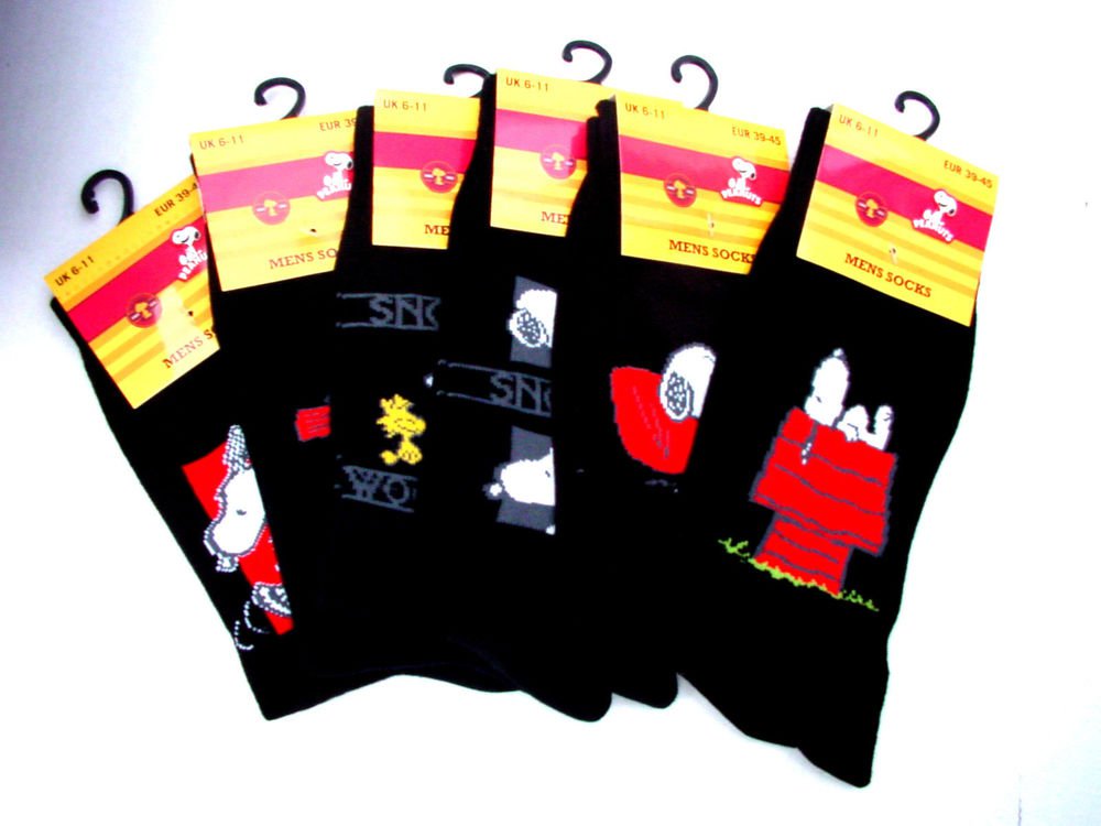 3 PAIRS OFFICIAL SNOOPY MENS BOYS COTTON RICH SOCKS UK 6-11 EU 39-45