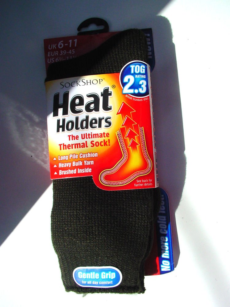 ONE SIZE DARK GREEN SOCK SHOP HEAT HOLDERS THERMAL SOCKS FOR MEN TOG RATING 2.3