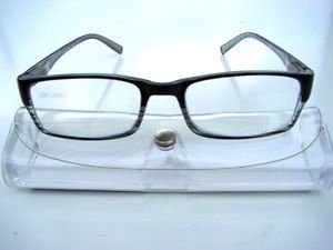 STYLISH BIFOCAL CLEAR READING GLASSES + 3.50 BLACK WITH SUBTLE STRIPE R652