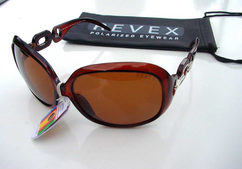 REVEX LADIES POLARISED POLARIZED CLEAR BROWN SUNGLASSES & POUCH P615