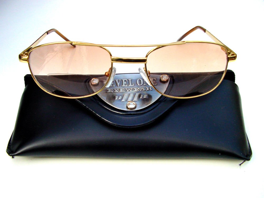 BIFOCAL LARGE GOLD METAL FRAME READING SUNGLASSES GLASSES WITH CASE + 1.0