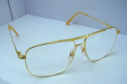 4 X SQUARE AVIATOR READING GLASSES GOLD METAL +1.0