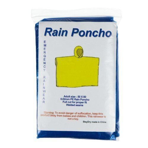 10 WATERPROOF PONCHOS CAPE MAC FESTIVALS BLUE DISPOSABLE EMERGENCY RAINCOAT