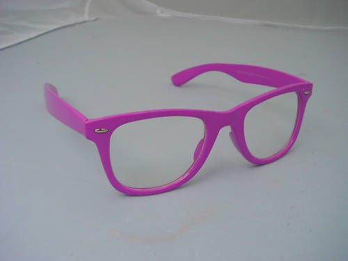 WAYFARER STYLE CLEAR GLASSES MAGENTA PINK FRAME RETRO