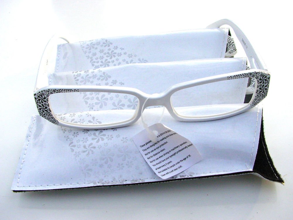 3 PAIRS OF STYLISH READING GLASSES DESIGNER WHITE BLACK +2.0 D503