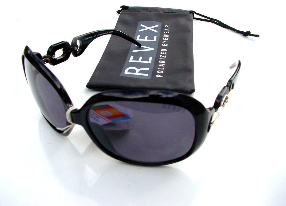REVEX LADIES POLARISED POLARIZED BLACK SUNGLASSES & POUCH P615