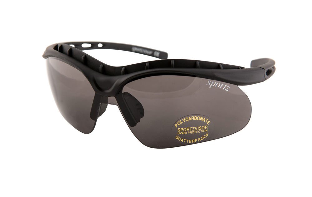 NEW BLACK SPORTZVISORS POLYCARBONATE SHATTERPROOF WRAP AROUND SPORTS GLASSES
