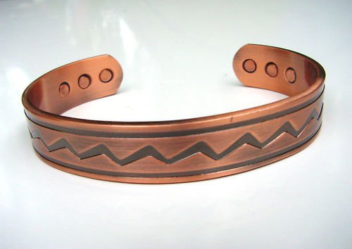 MAGNETIC SOLID COPPER THERAPY ZIG ZAG PATTERN BRACELET BANGLE UNISEX