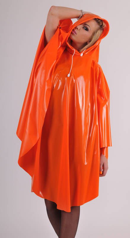 TOP QUALITY UNISEX ORANGE PVC PONCHO RAINCOAT MAC COAT FESTIVAL CAMPING PR11