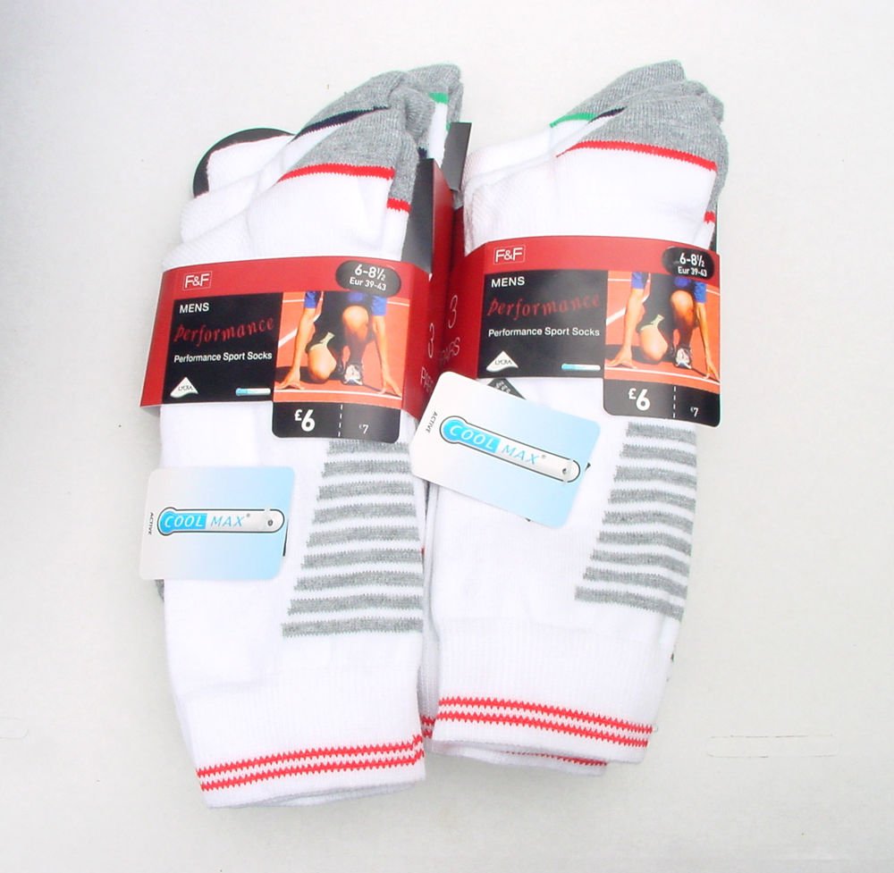 6 PAIRS MENS BOYS QUALITY COTTON RICH WHITE SPORTS SPORT SOCKS UK 6-8.5 EU 39-43