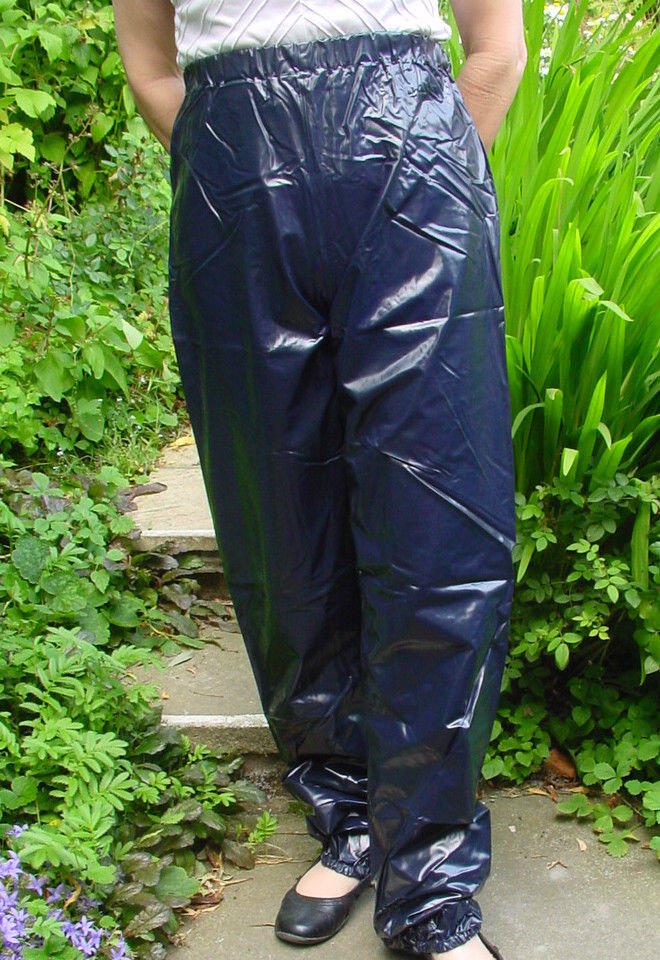 PVC OVERTROUSERS WATERPROOF RAINWEAR DARK NAVY XL UNISEX DESIGN B5C