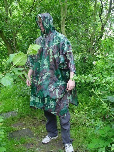 NEW ADULT UNISEX PVC RAIN PONCHO CAPE HOODED REUSABLE CAMOUFLAGE PATTERN