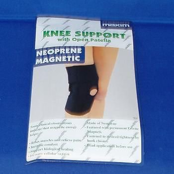 MAGNETIC BIO THERAPY ADJUSTABLE NEOPRENE OPEN PATELLA KNEE SUPPORT WRAP BLUE