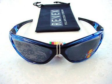 POLARIZED REVEX BLUE & BLACK SPORTY SUNGLASSES & POUCH P725
