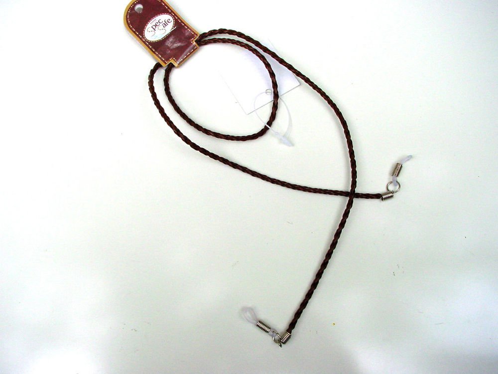 TWO UNISEX SPEC SAFE GLASSES NECK CORDS LANYARDS PLAITED BROWN