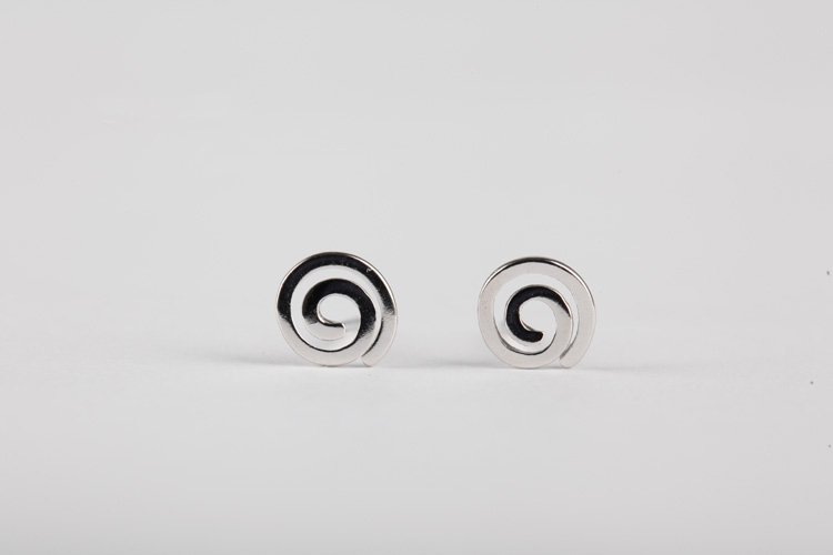 Sterling Silver 0.925 Spiral Earring with white gold plated