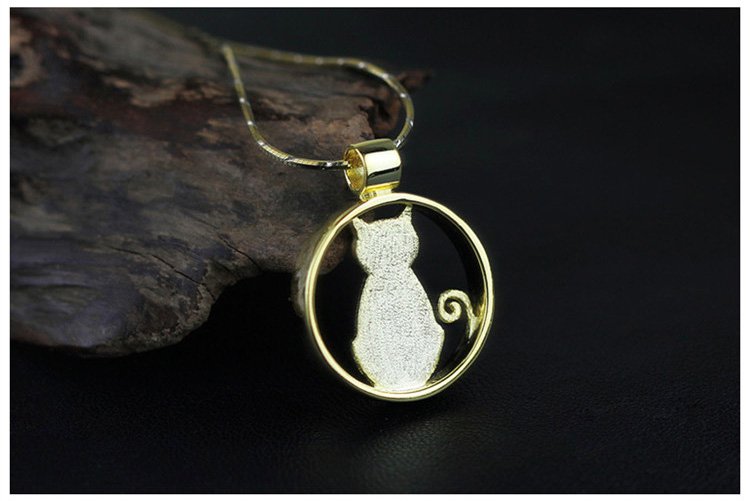 Gold Plated over Sterling Silver 0.925 Tiny Cat Pendant for Chain Necklace