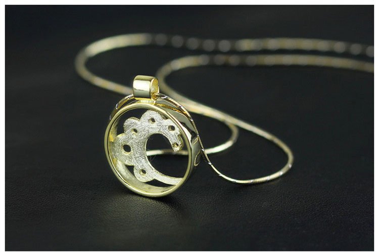 Gold Plated over Sterling Silver 0.925 Flower Pendant for Chain Necklace