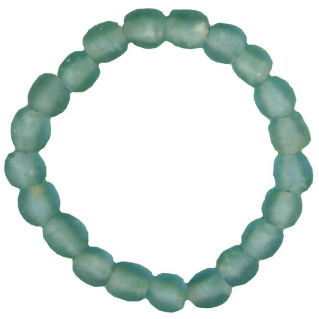 Handmade Recycled Glass Bead Stretch Bracelet Aqua