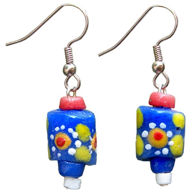 Handmade Painted Glass Drop Sister Earrings New Day Recycled Fair Trade