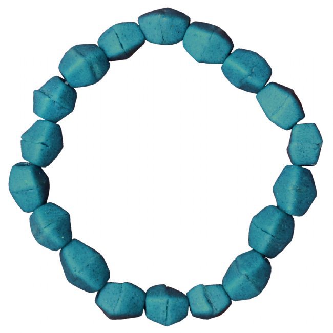 Recycled Glass Stretch Bracelet Teal Handmade Fair Trade
