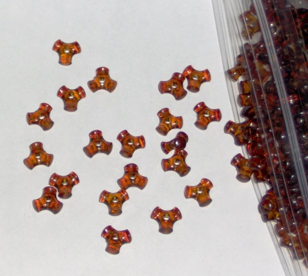 SALE 1 ounce of Vintage acrylic tripoint beads - translucent brown