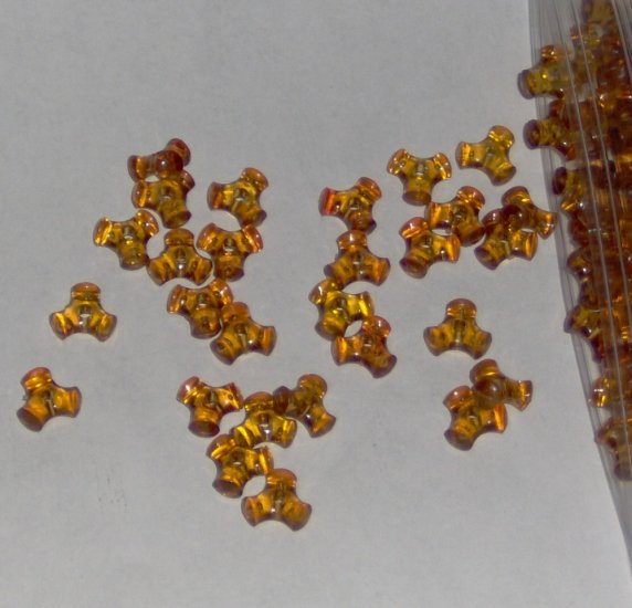 SALE 1 ounce of Vintage acrylic tripoint beads - translucent caramel brown